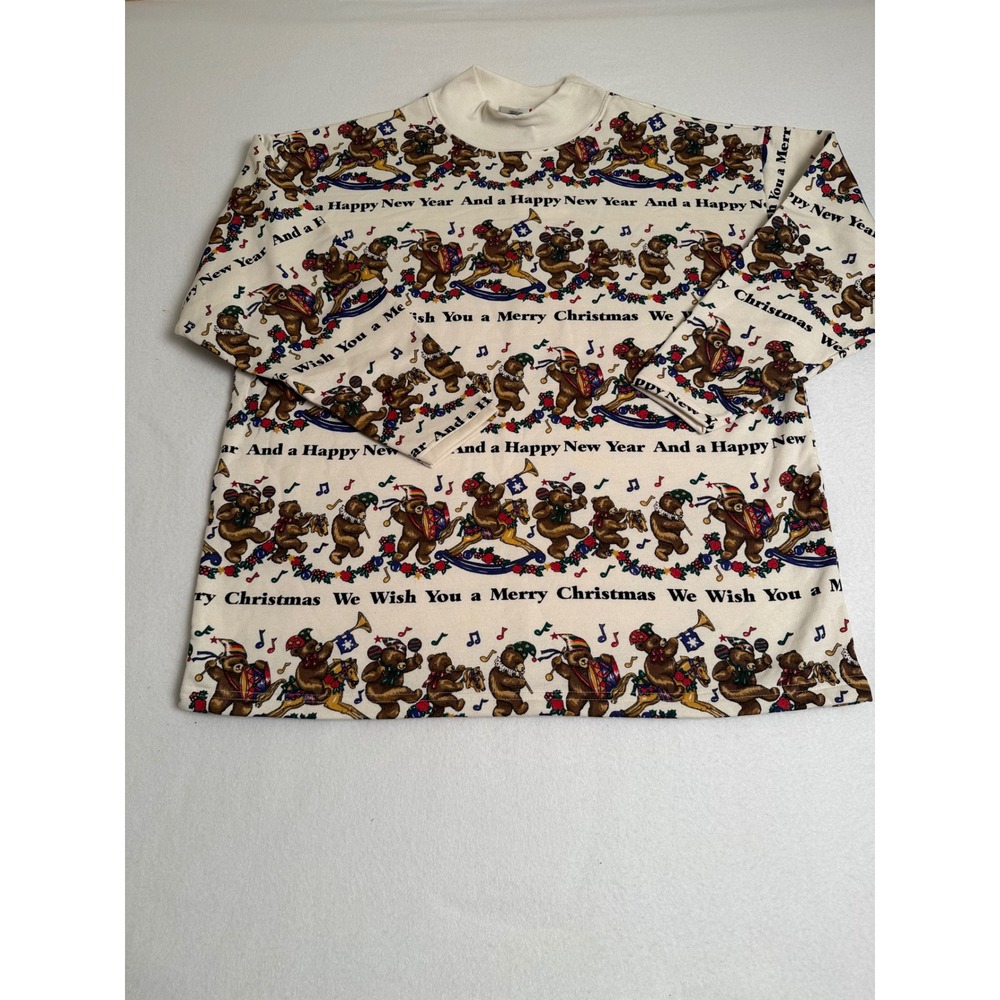 Vintage NutCracker Christmas Teddy Bear Mock Neck Top XL Kmart NWT Holiday